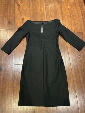 Theory Black Long Sleeve Square Neck Sheath Dress
